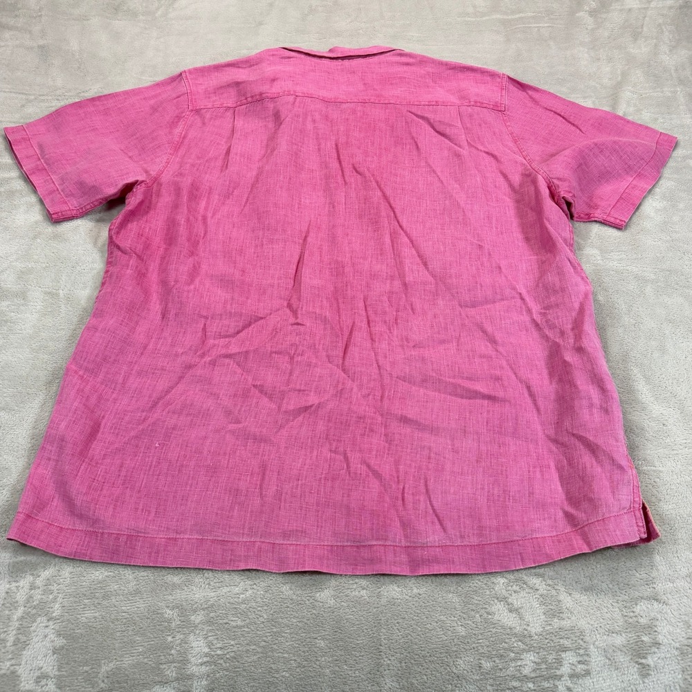 Tommy Bahama Mens Large Pink 100% Linen Short Sleeve Camp Shirt FOS-2 - Picture 7 of 8
